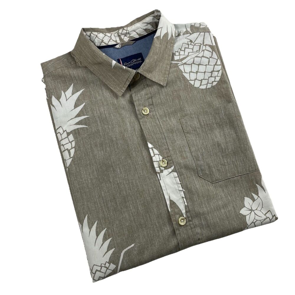 Jack O'Neill Men's Short Sleeve Button Down Shirt Collection Pineapple Khaki-M